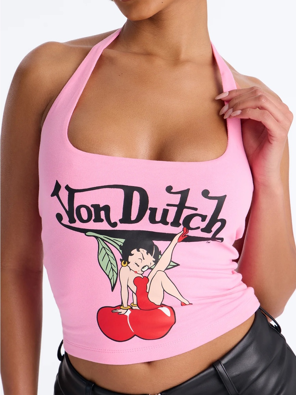 Von Dutch Pink Betty Boop Halter Crop Tank